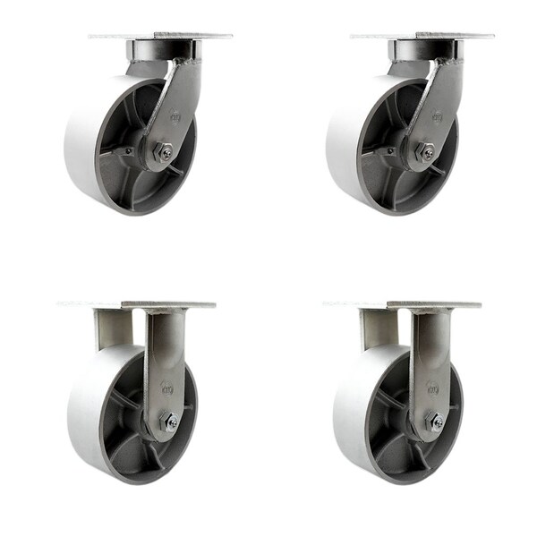 Service Caster 8'' Heavy Duty Semi Steel Cast Iron Wheel Caster Set 2 Swivel 2 Rigid, 4PK CRAN-SCC-KP92S830-SSR-2-R-2 - main
